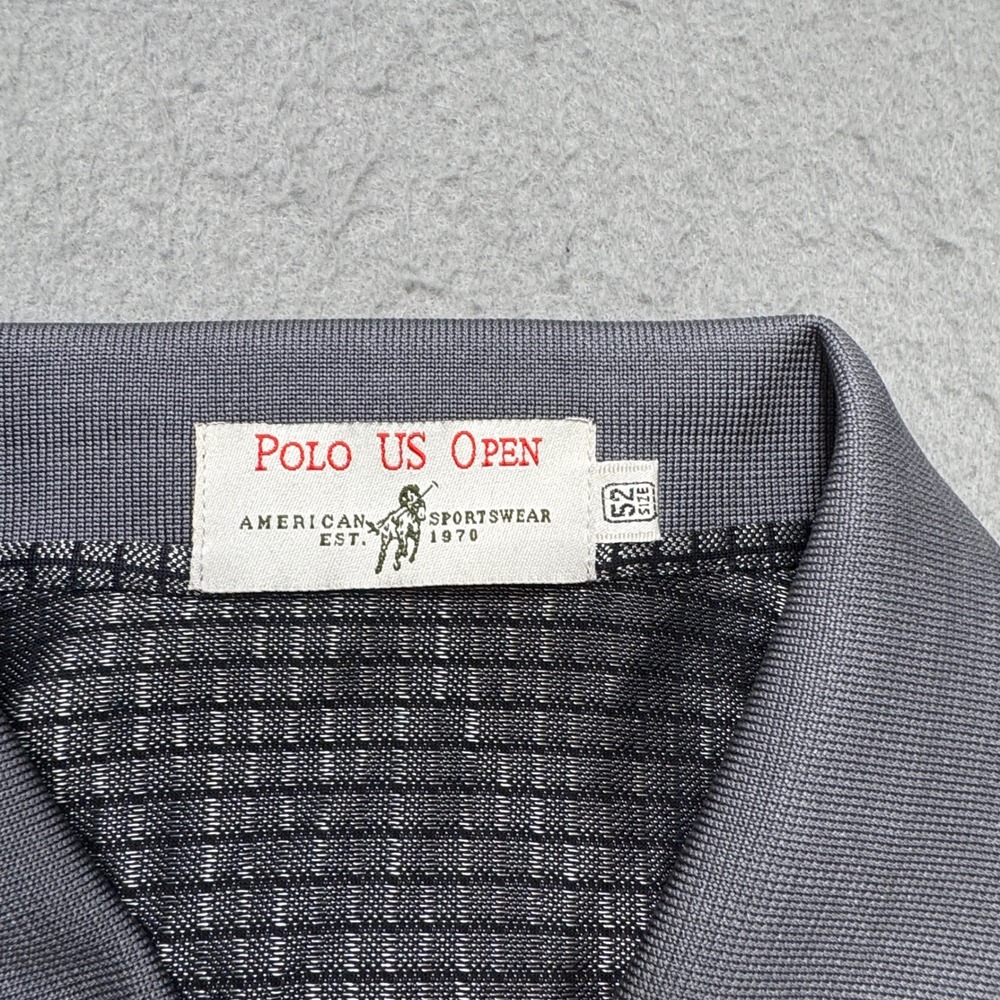 Polo US Open Golf Shirt Men's 52 Gray Grid Pattern Short Sleeve Athletic Summer - Picture 5 of 5